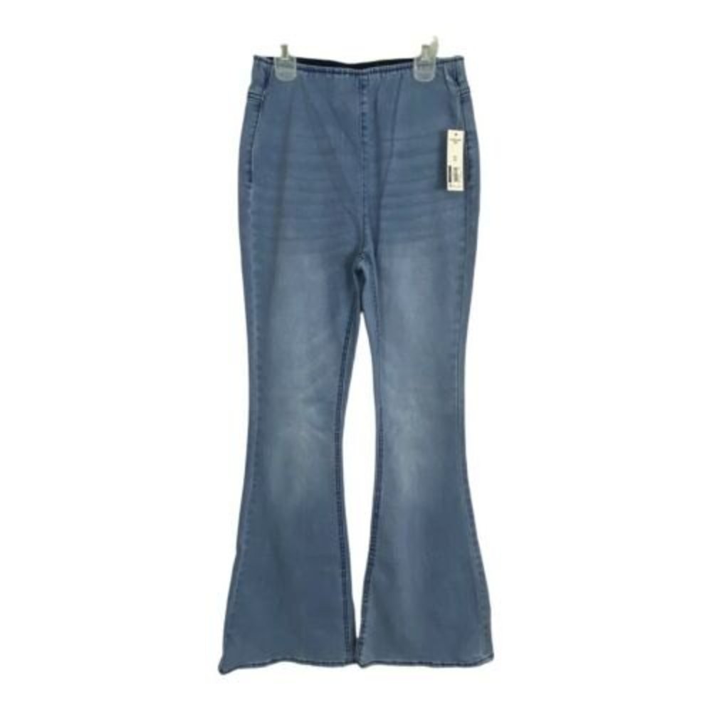No Boundaries Womens Jeans Size XS 1 Elastic Waist Light Wash Flare High Rise